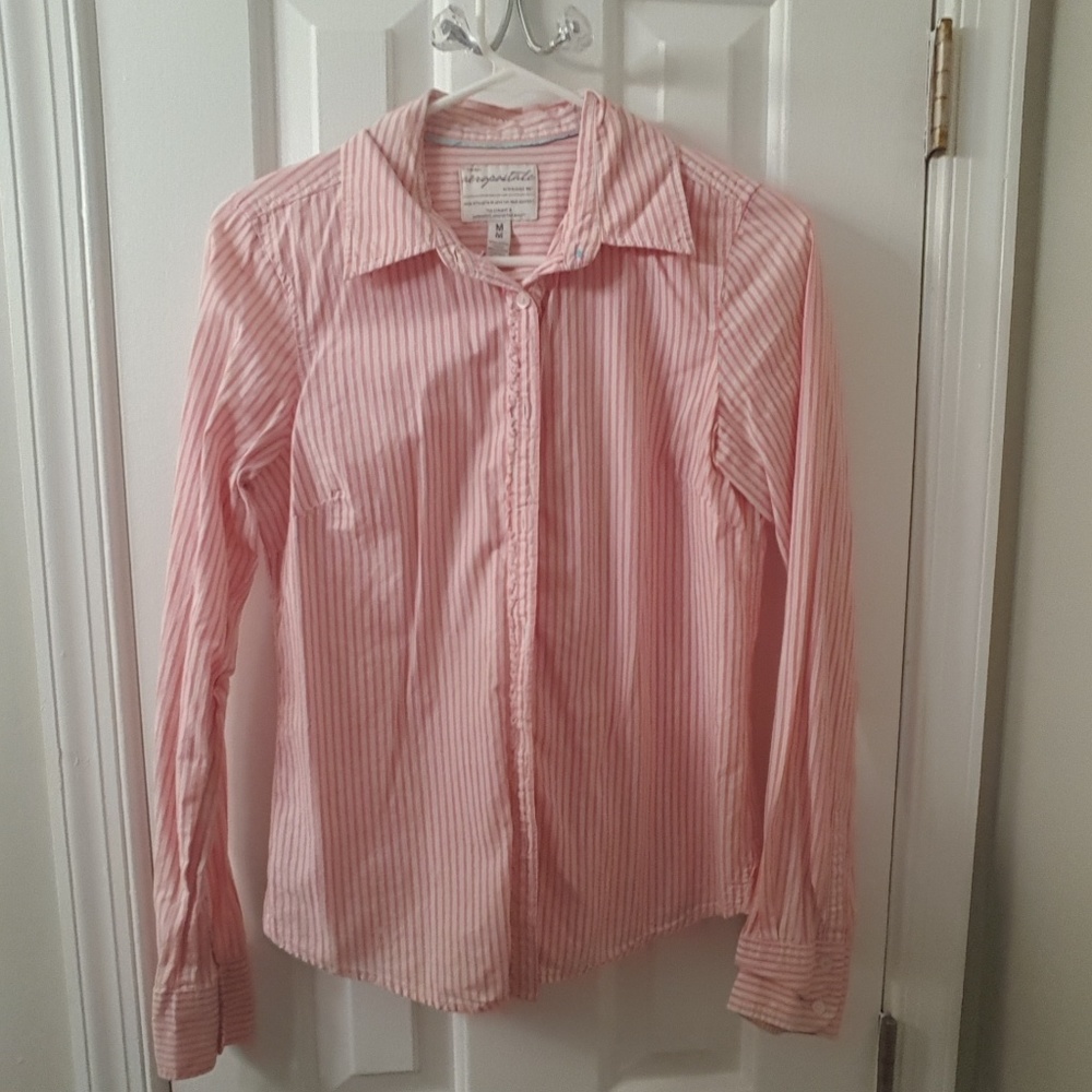 Pink Striped Button Up Blouse